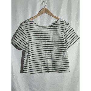 J.Crew Women’s black&white striped box short sleeve top size small